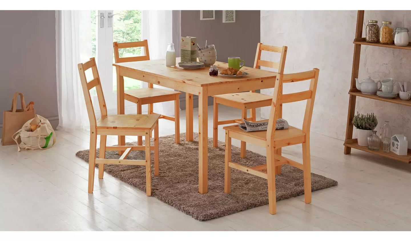 Assembled Raye Solid Wood 4 Seater Dining Table - Natural